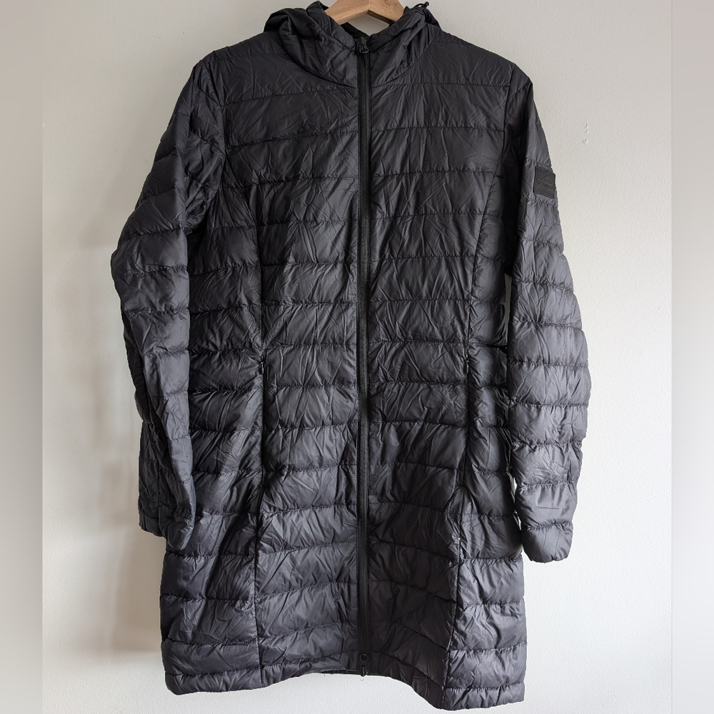 Women's Black Quilted Down Long Jacket